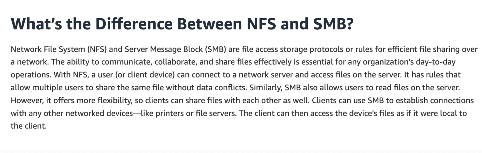 Thumbnail of NFS vs SMB - Difference Between File Access Storage Protocols  - AWS