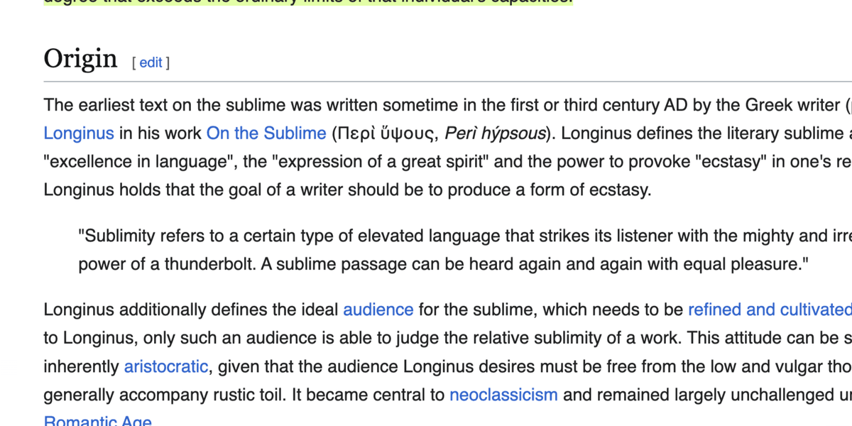 Thumbnail of Sublime (literary) - Wikipedia